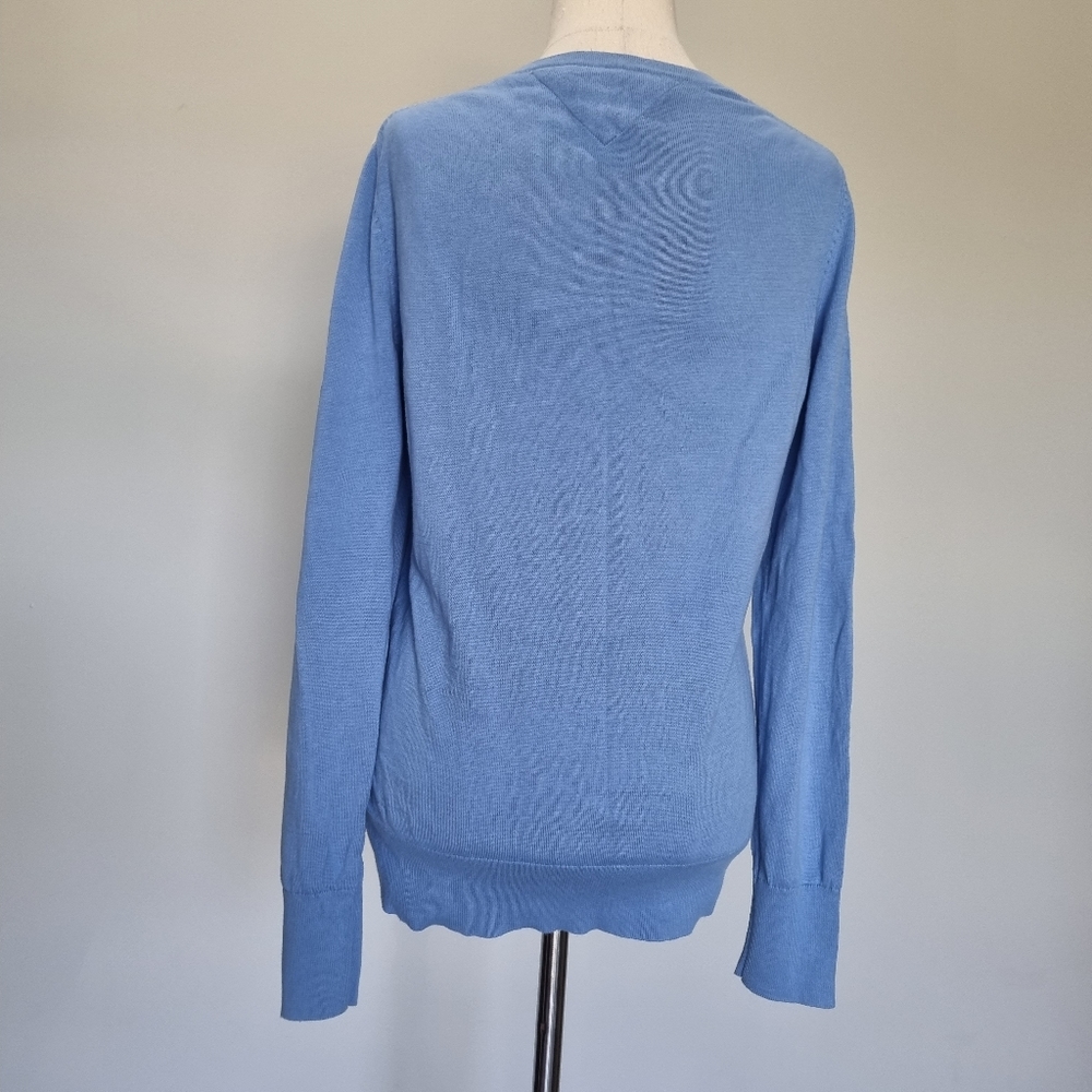 Tommy Hilfiger Blue & Pink Argyle V-Neck Cotton Knit Jumper Size L - Picture 5 of 8